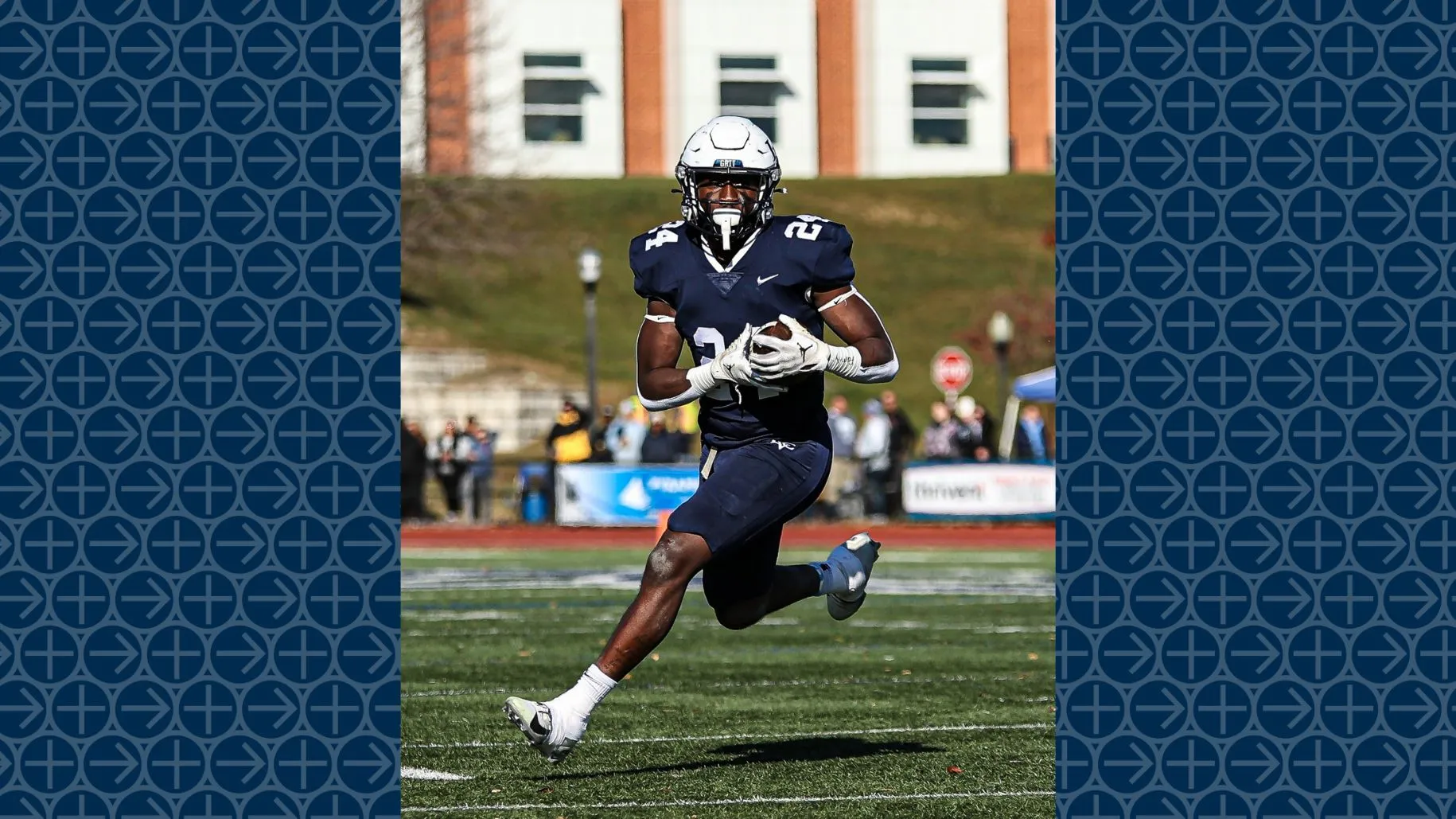 Malachi Williams on football field for LVC