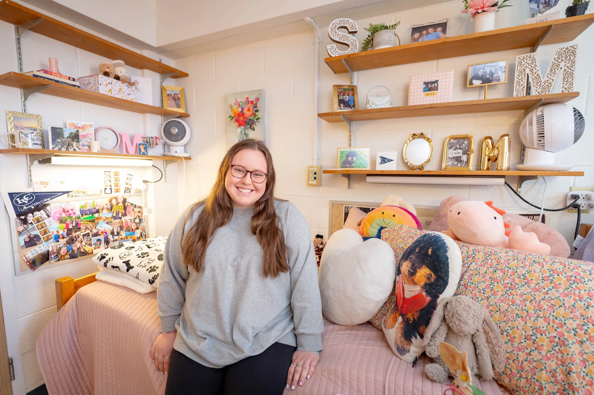 LVC student in Keister Hall dorm room